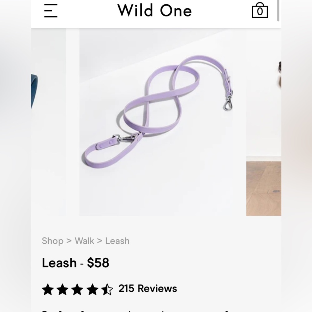 Wild One lilac dog leash